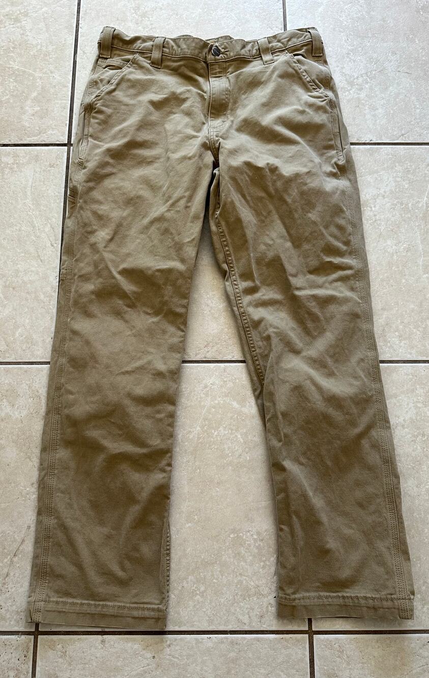 Carhartt Work Pants Mens 36x32 Brown Canvas Relaxed Fit Utility Cargo Workwear